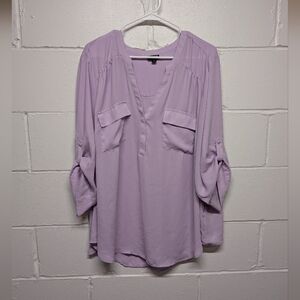 Torrid Harper Tab Sleeve Women's Lavender Purple Blouse 3X